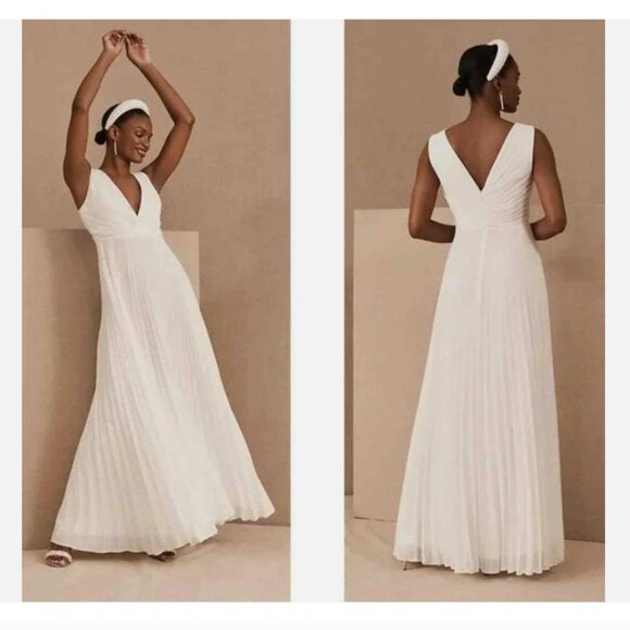 Badgley Mischka for Anthropologie BHLDN Sloane Dress 8 White NWT - Picture 2 of 7